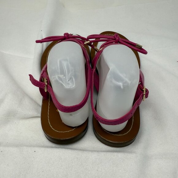 Kate Spade Womens Pink T-Strap Leather Sandals Bow Accent Gold Hardware Size 9 - Picture 7 of 7